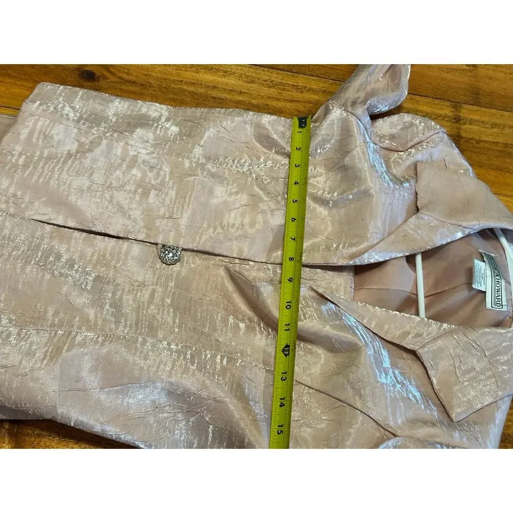NWT Jessica Howard Pink Iridescent Metallic Formal Maxi Dress Jacket Set 8